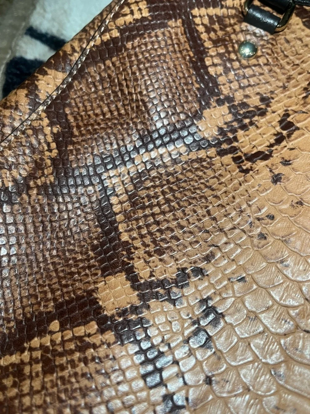 Coach Tan and Dark Brown Snake-Embossed Leather Satchel - Picture 6 of 10